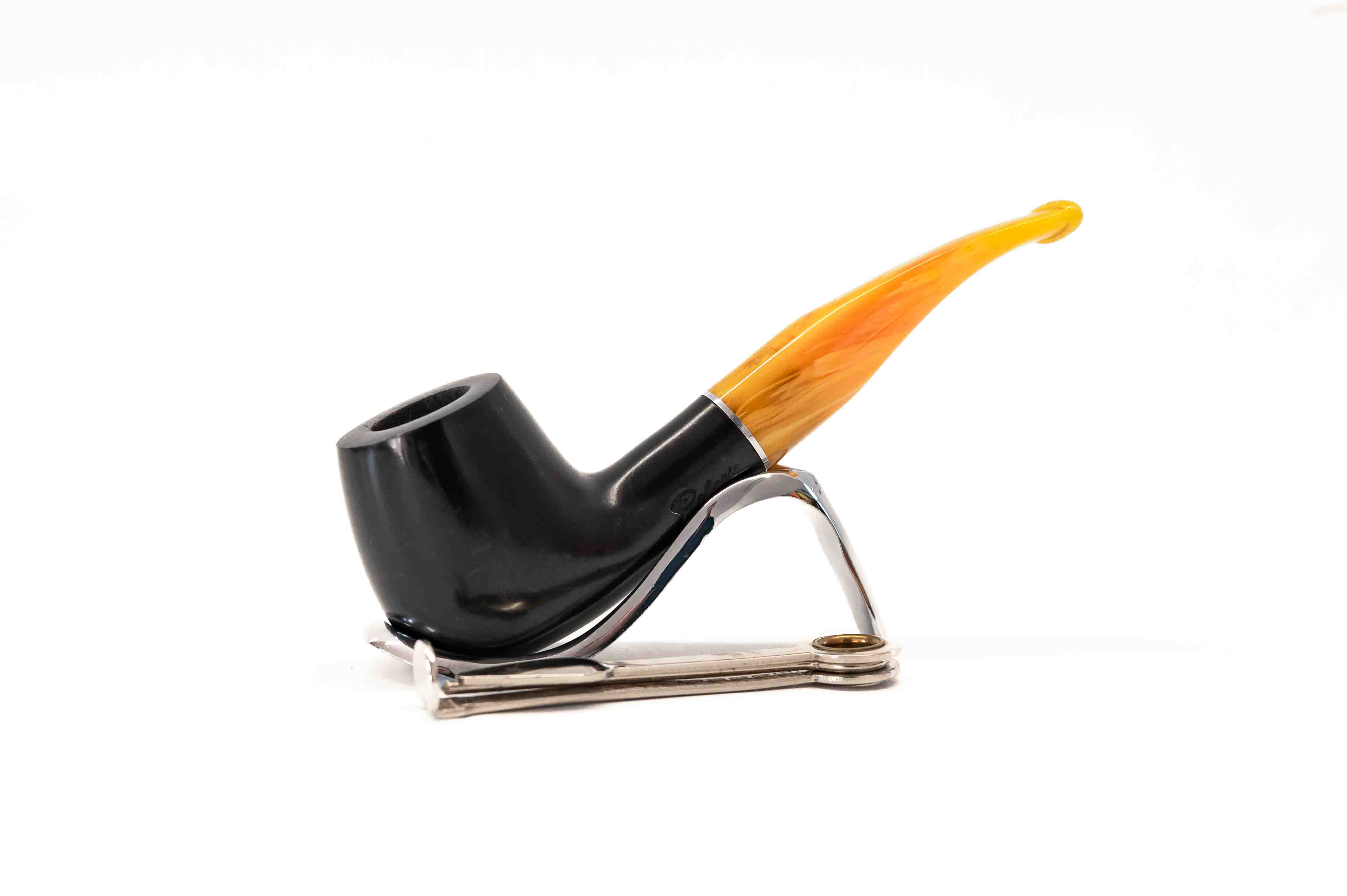Padonio bruyer pipa 9mm filterrel, enyhén hajlított szárral, Billiard forma